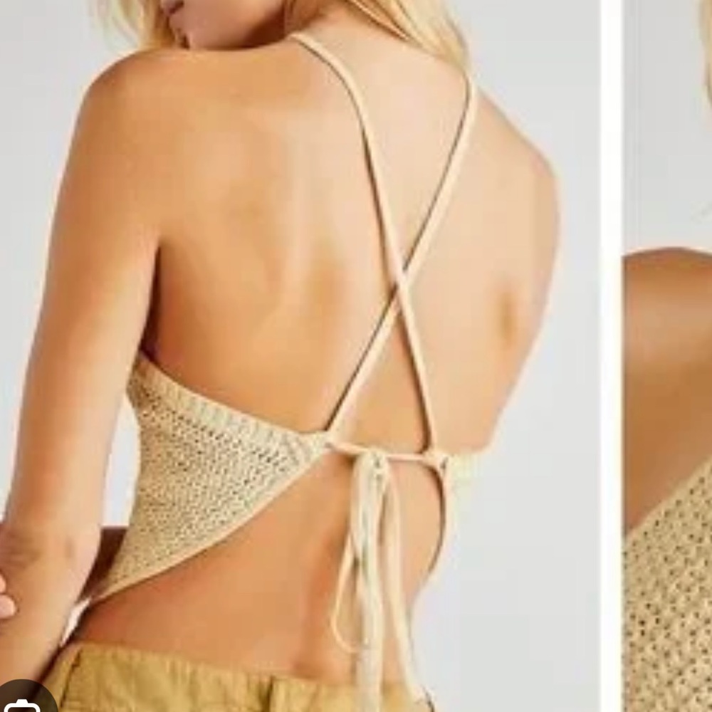 2 NWOT FREE PEOPLE beach June triangle crochet tops size medium - Picture 6 of 13
